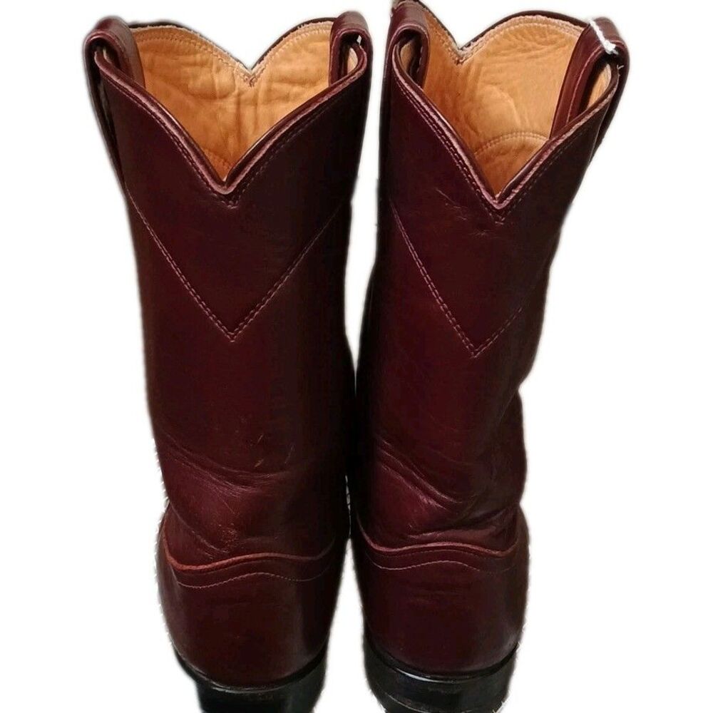 Men's Red Brown Justin Leather Western Cowboy Boots Sz 12 E - Picture 10 of 10
